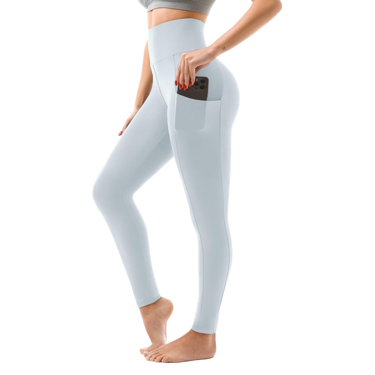SINOPHANT High Waisted Leggings with Pockets Women, Full Length Capri Buttery Soft Stretchy Yoga Pants