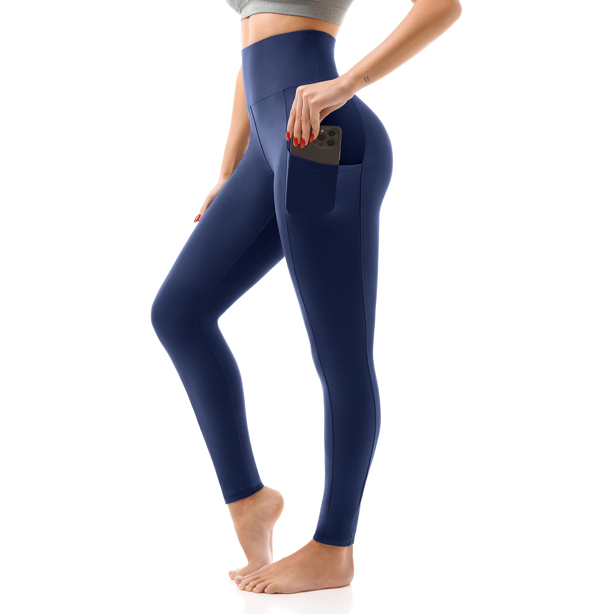 SINOPHANT High Waisted Leggings with Pockets Women, Full Length Capri Buttery Soft Stretchy Yoga Pants