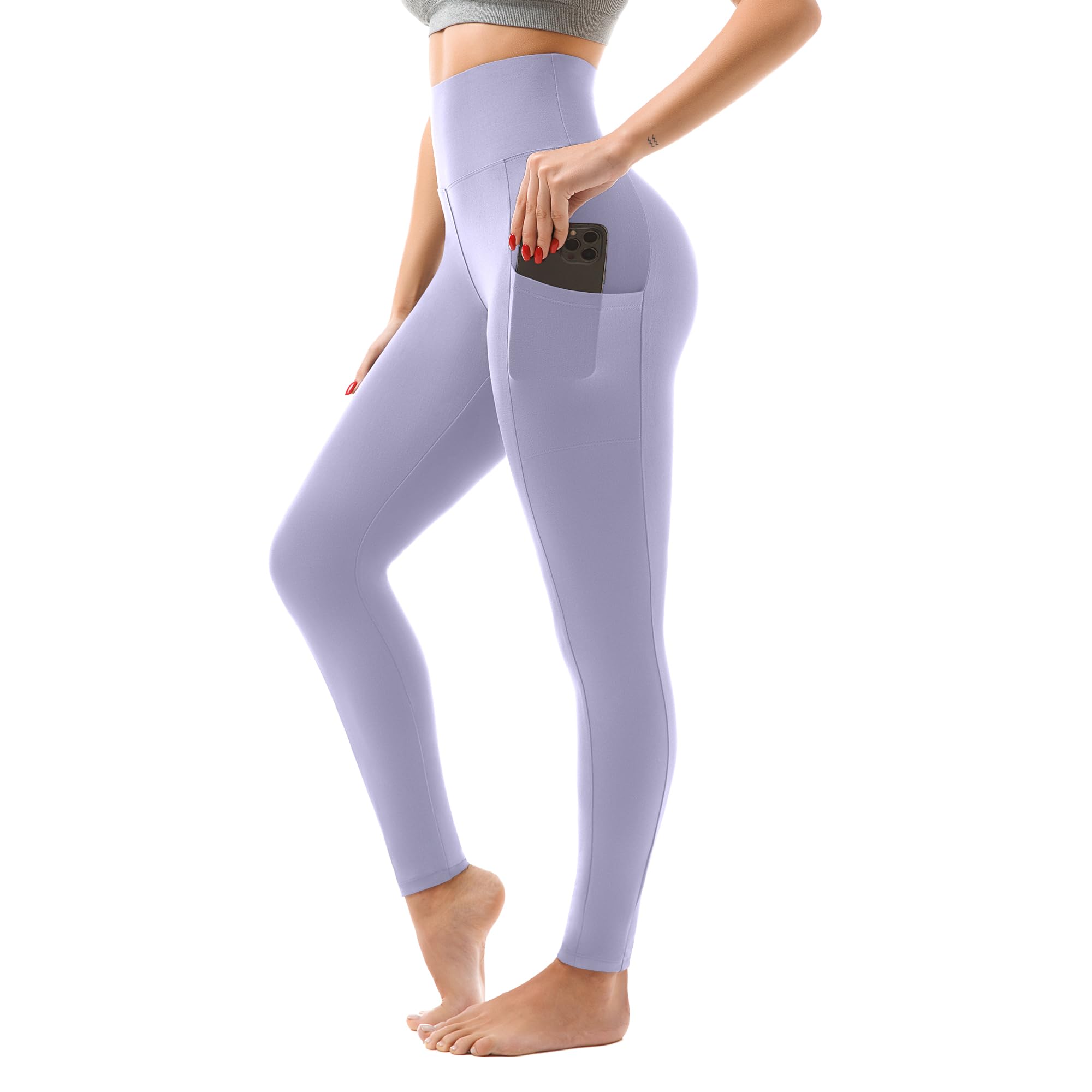SINOPHANT High Waisted Leggings with Pockets Women, Full Length Capri Buttery Soft Stretchy Yoga Pants