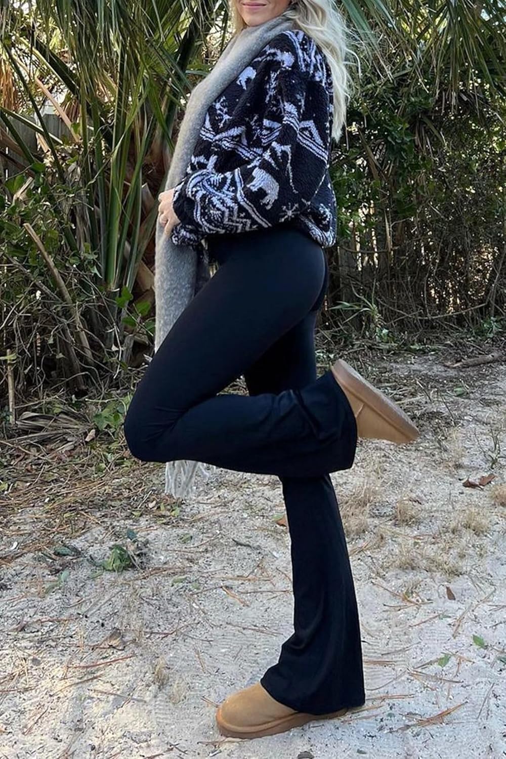 Sunzel Womens Flare Leggings No Front Seam Flare Yoga Pants with Tummy Control Crossover High Waist - 28" / 30" / 32" / 34"