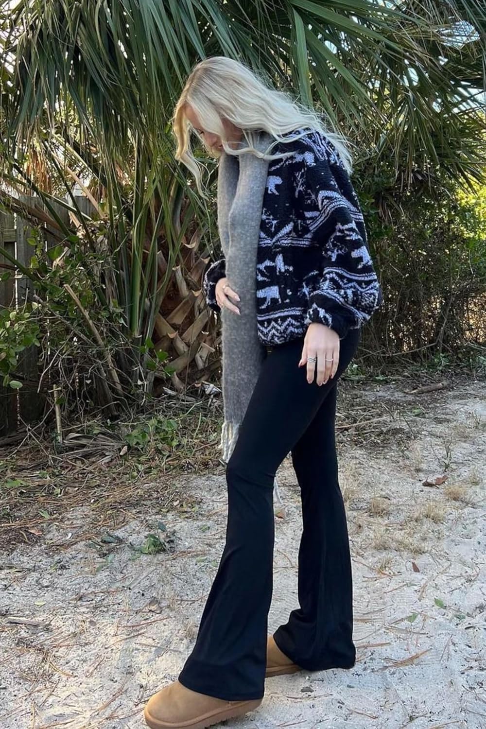 Sunzel Womens Flare Leggings No Front Seam Flare Yoga Pants with Tummy Control Crossover High Waist - 28" / 30" / 32" / 34"